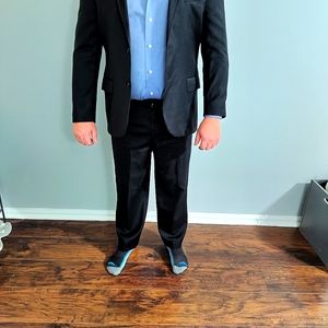 40R Black Dolce Gabbana Suit with black stitch strips